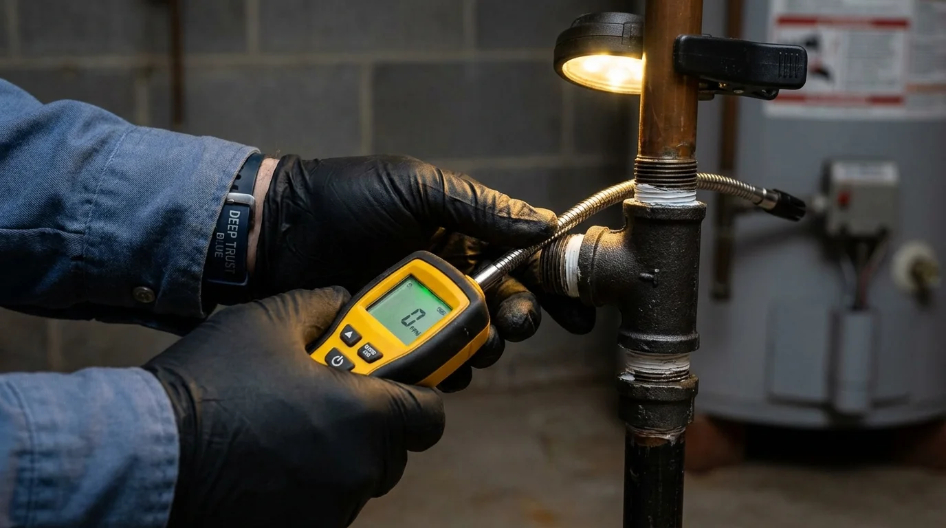 Gas leak detection with electronic sniffer by Johns Plumbing LLC in New Johnsonville